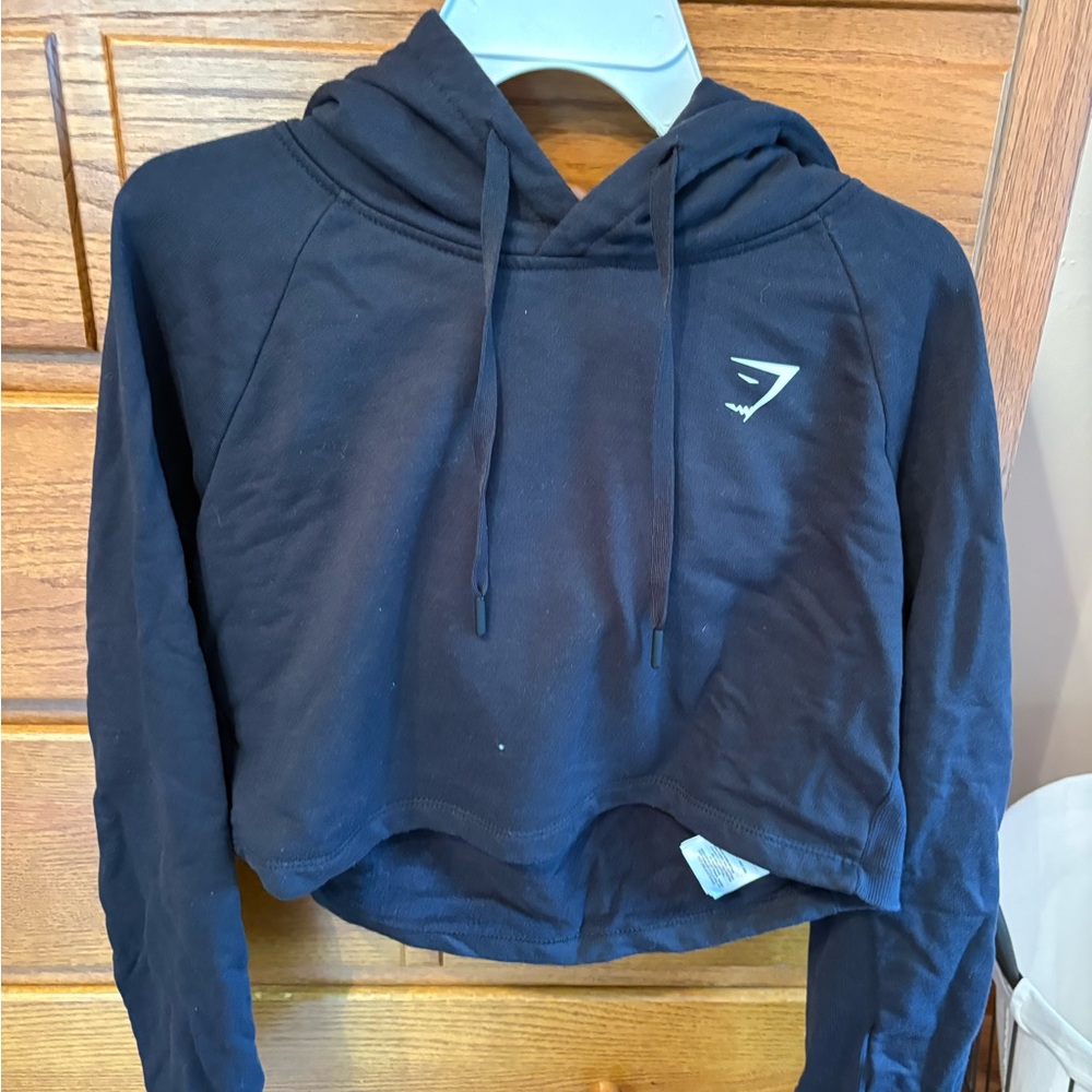 Gymshark Black Cropped Hoodie with Small Logo